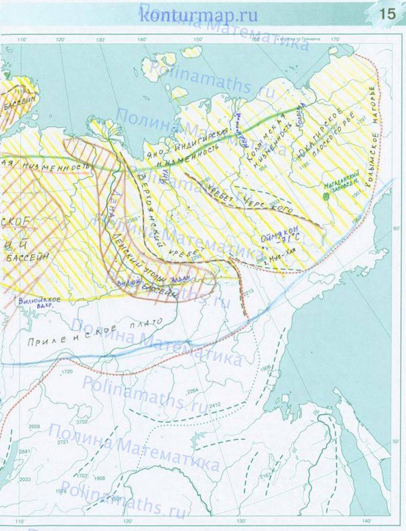 География 8 класс контурная карта страница 14 15 восточная сибирь и дальний восток