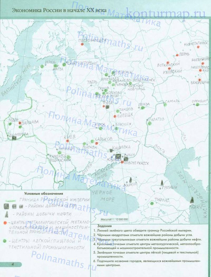 Россия в начале 20 века контурная карта